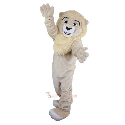 Beige Lion Cartoon Mascot Costume