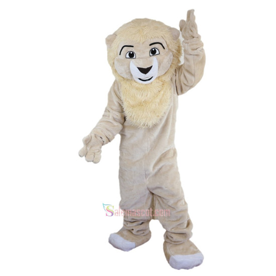 Beige Lion Cartoon Mascot Costume