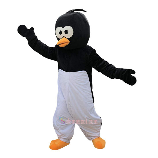Black White Crow Cartoon Mascot Costume