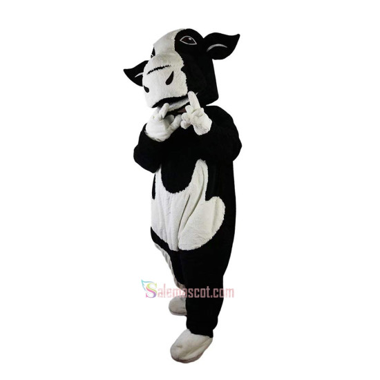 Black and White Cow Cartoon Mascot Costume