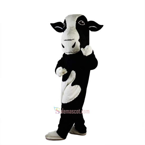 Black and White Cow Cartoon Mascot Costume