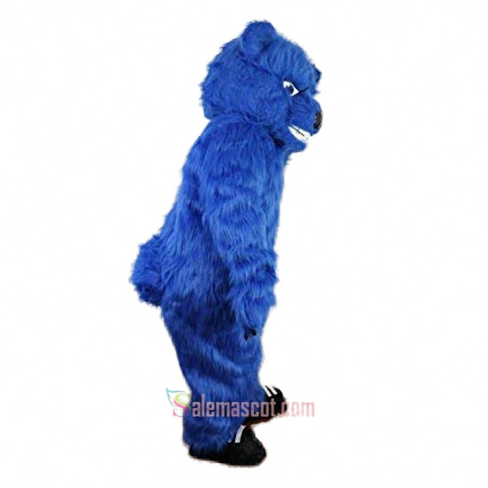 Blue Long Hairy Bear Mascot Costume