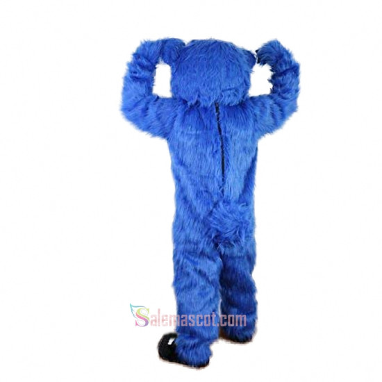 Blue Long Hairy Bear Mascot Costume