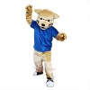 Blue Vest Wild Cat Leopard Cartoon Mascot Costume