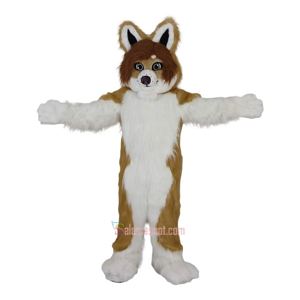 Brown Fox Dog Husky Cartoon Mascot Costume