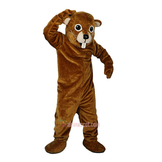 Brown Gopher Mole Mouse Cartoon Mascot Costume