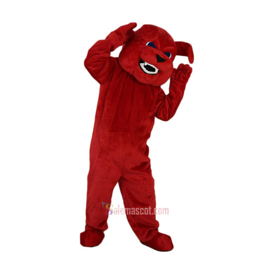 Cartoon Red Bulldog Fierce Vicious Dog Mascot Costume