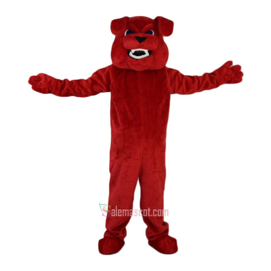 Cartoon Red Bulldog Fierce Vicious Dog Mascot Costume