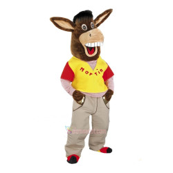 Cute Happy Donkey Mascot Costume