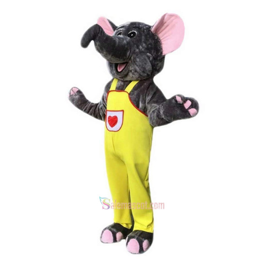 Gray Elephant Cartoon Mascot Costume