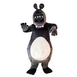Gray Hippopotamus Cartoon Mascot Costume