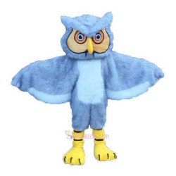 Gray Long-Haired Owl Cartoon Mascot Costume