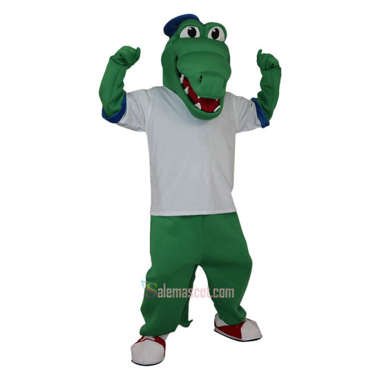 Green Crocodile Alligator Crocodilian Cayman Caiman Cartoon Mascot Costume