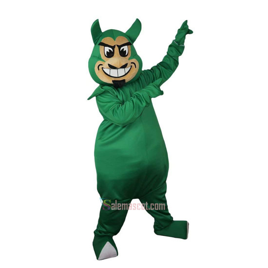 Green Devil Genius Monster Cartoon Mascot Costume