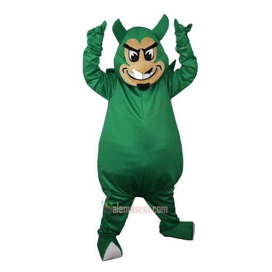 Green Devil Genius Monster Cartoon Mascot Costume