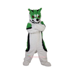 Green Fox Dog Husky Cartoon Mascot Costume