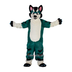 Green Fox Dog Husky Cartoon Mascot Costume