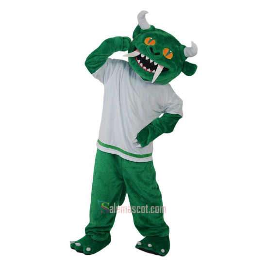 Green Monster Demon Devil Cartoon Mascot Costume