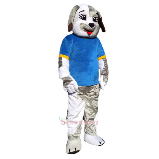Grey Dog Cartoon Mascot Costume
