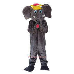 Grey Elephant Cartoon Mascot Costume