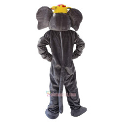 Grey Elephant Cartoon Mascot Costume