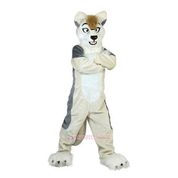 Grey Fox Dog Husky Cartoon Mascot Costume