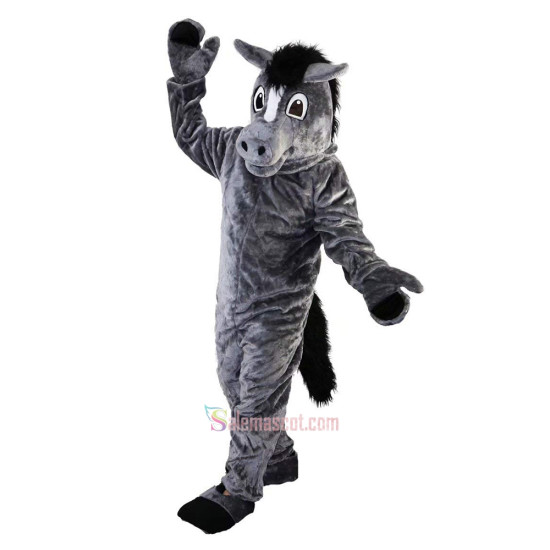 Grey Horse Cartoon Mascot Costume