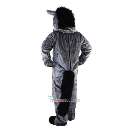 Grey Horse Cartoon Mascot Costume