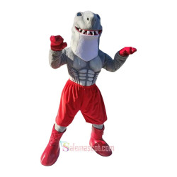 Grey Muscle shark Mascot Costume