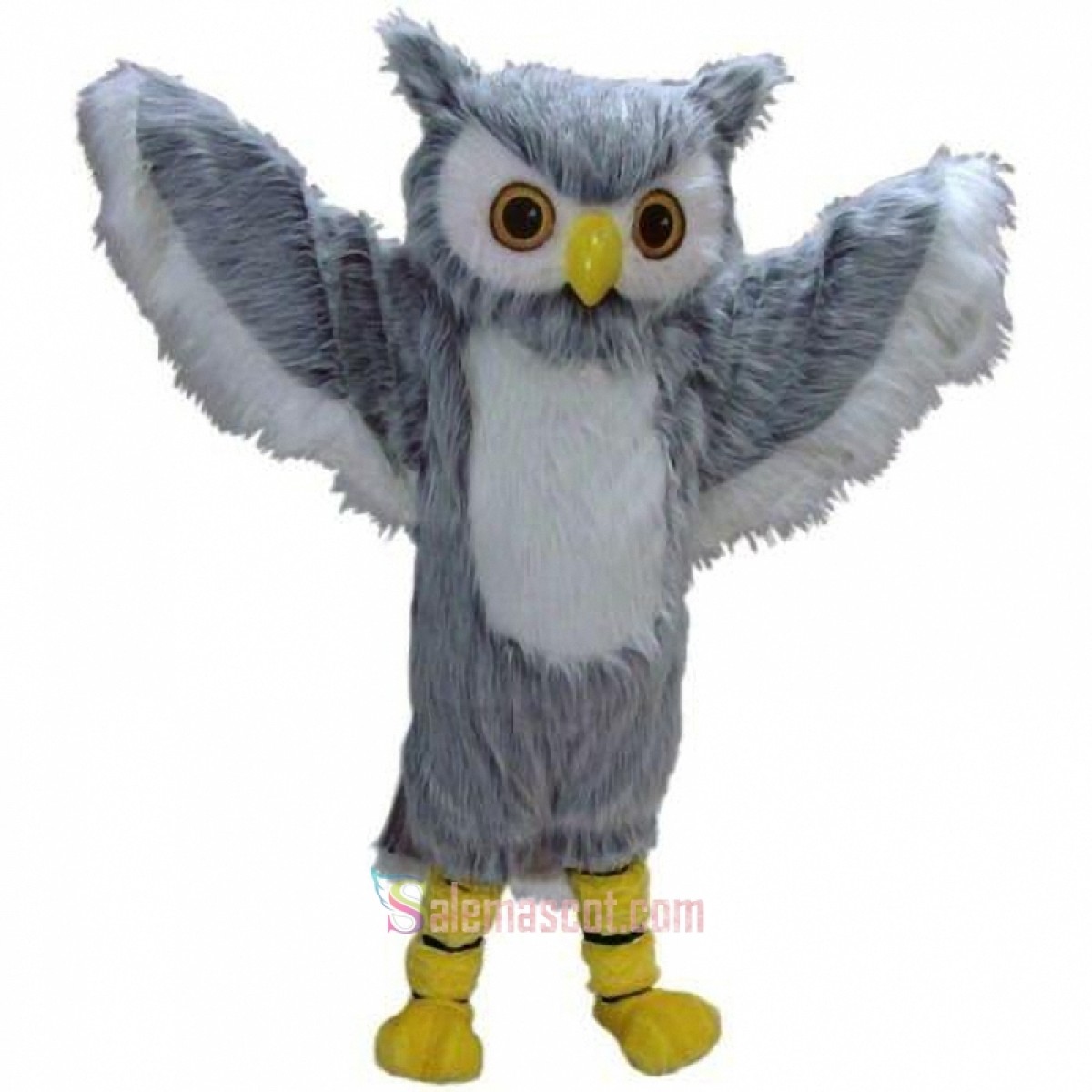 Grey Owl Mascot Costume Adult Size