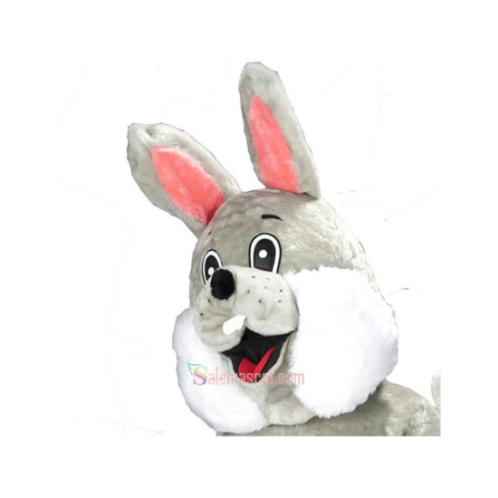 Grey Happy Rabbit Mascot Costume