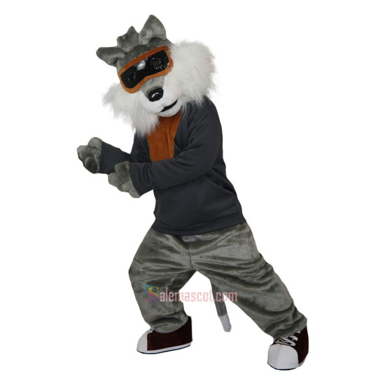 Grey Wildcat Stray Cat Hare Racoon Cartoon Mascot Costume