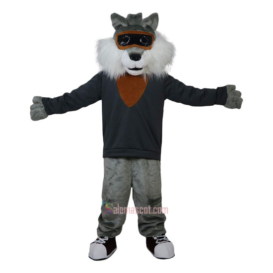 Grey Wildcat Stray Cat Hare Racoon Cartoon Mascot Costume