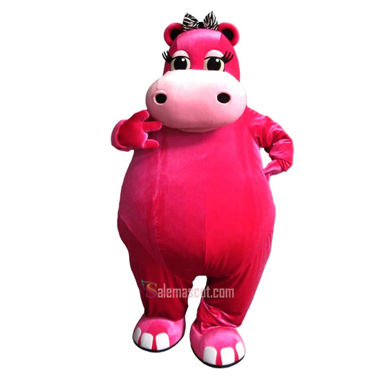 Pink Hippo Mascot Costume