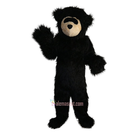 Long Hair Black Bear Cartoon Mascot Costume