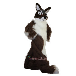 Long Hair Brown Wolf Cartoon Mascot Costume