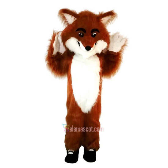 Long Hairy Fox Cartoon Mascot Costume