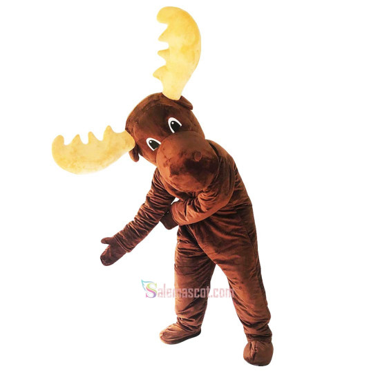 Moose Elk Wapiti Horned Deer Cartoon Mascot Costume