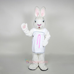 Mrs. White Bunny Mascot Costume