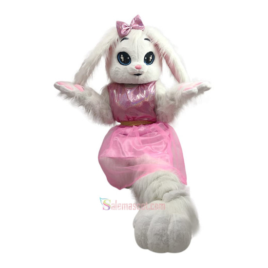 Pink white rabbit Costume Easter Bunny Mascot Costume