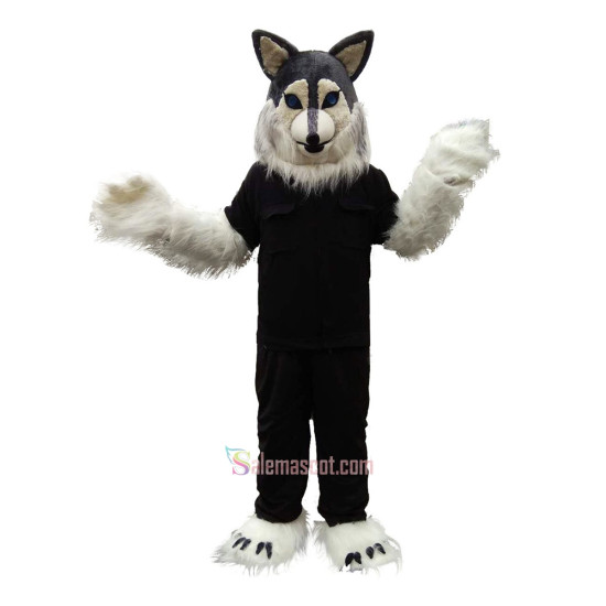 Police Gray Wolf Cartoon Mascot Costume