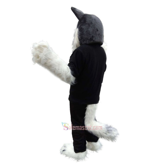Police Gray Wolf Cartoon Mascot Costume