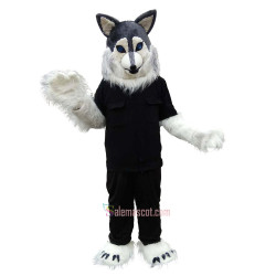 Police Gray Wolf Cartoon Mascot Costume