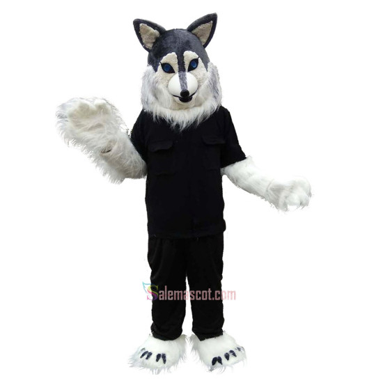 Police Gray Wolf Cartoon Mascot Costume
