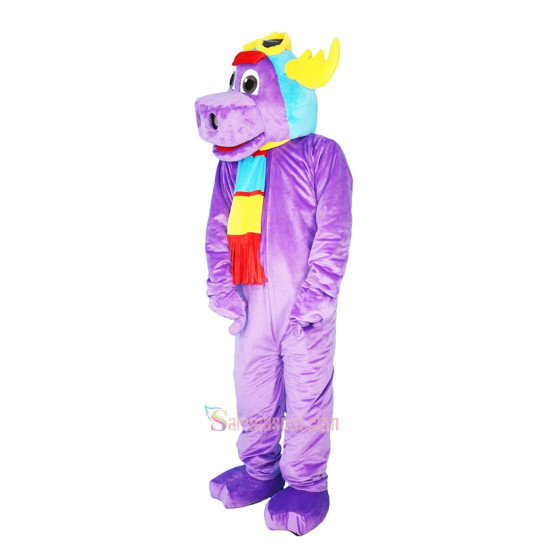 Purple Moose Elk Wapiti Cartoon Mascot Costume
