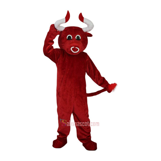 Red Cow Bull Bison Cartoon Mascot Costume