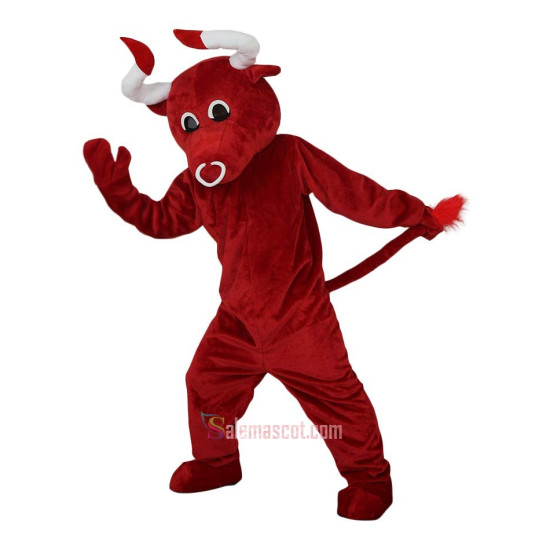 Red Cow Bull Bison Cartoon Mascot Costume