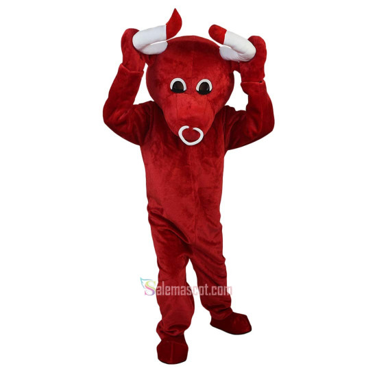 Red Cow Bull Bison Cartoon Mascot Costume