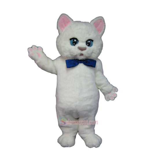 White Cute Kitten Mascot Costume