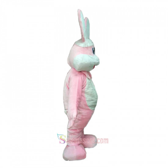 Furry Pink Bunny Rabbit Mascot Costume